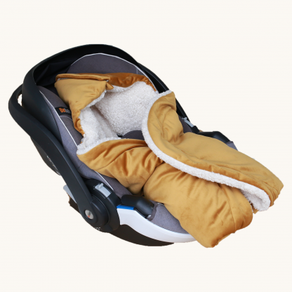 Baby Car Seat Cover Winter Mustard Mudcloth 