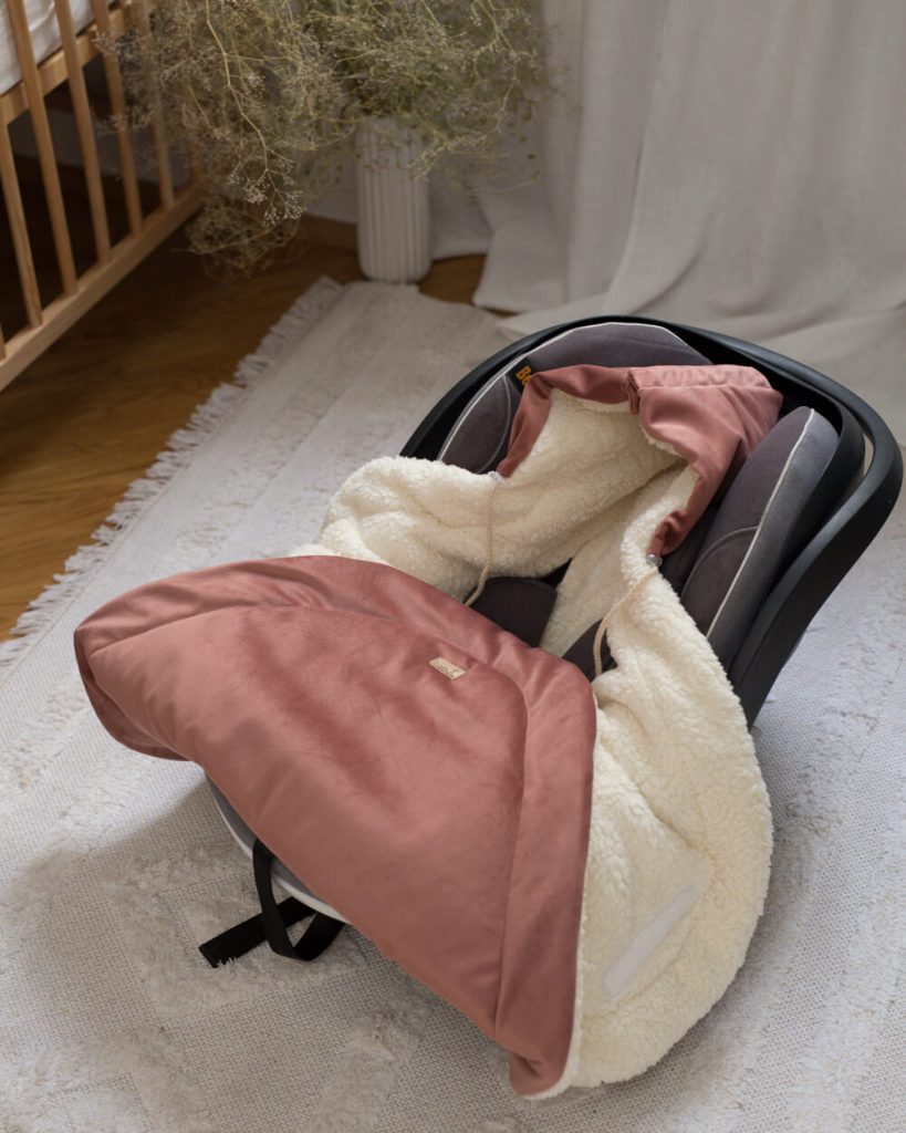 Velvet car seat swaddle dirty pink