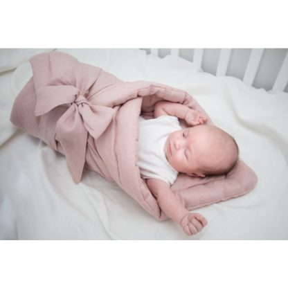 lniany rożek dla niemowląt pudrowy róż_5249-2-24 babyly