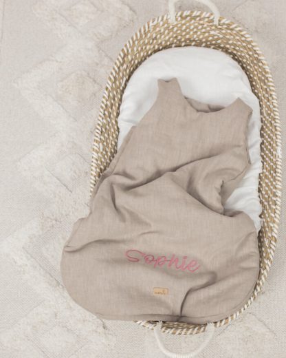 personalizowany śpiworek do spania niemowlęcy lniany