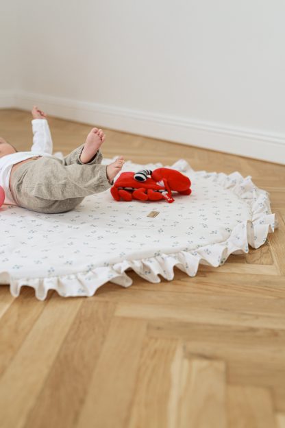 Linen Round Play Mat With Frills, Padded, Floor Mat With Flounce