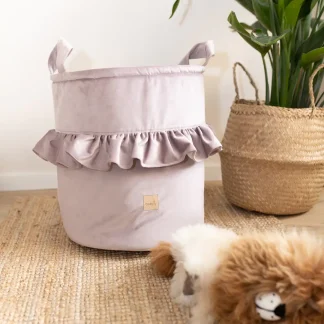 Velvet toy basket with flounce - Heather
